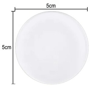 May include: A white round plate with a diameter of 5 inches.