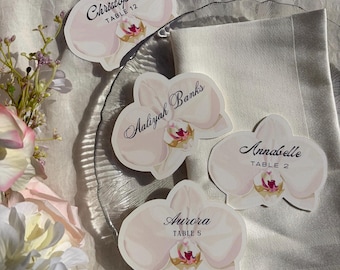 Custom Orchid Wedding Place Cards, Personalized Name Cards, RSVP Enclosure