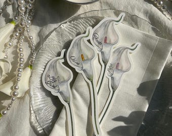 Custom Calla Lily Wedding Place Cards, Personalized Name Cards, RSVP Enclosure