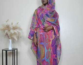 Sudanese Toub Cotton Fabric, East African Maxi Dress, Digital Print Lafaya