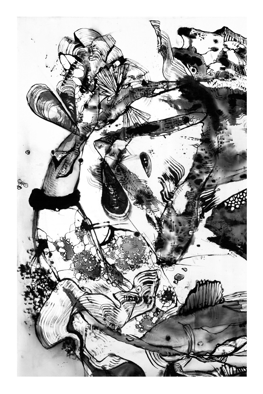 墨絵　Sumi-e a painting in black ＆white Original Sumi Brush Painting, Shark, Art, Black & White