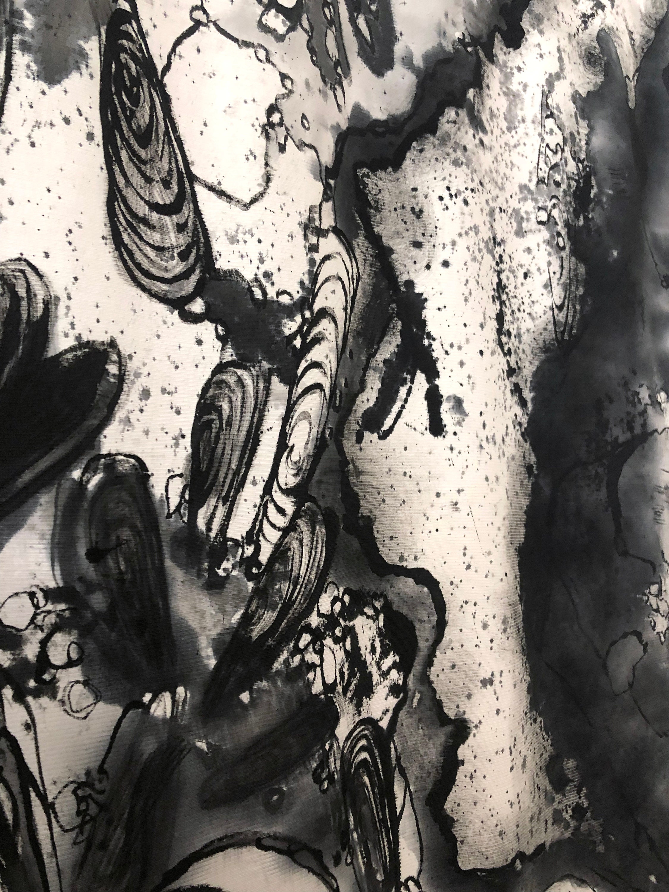 墨絵　Sumi-e a painting in black ＆white Lone Pine Tree — Original Sumi-e Painting in Japanese Black