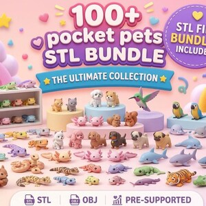 Über 100 Mini-Tiere im STL-Format | Bewegliche Mini-Tiere | Kleine, flexible Kreaturen | Fidget-Spielzeug | 3D-druckbare STL-Datei