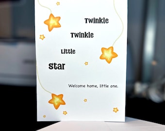 Twinkle Twinkle Little Star – Baby Shower Card – Gender Neutral Newborn Congratulations – Blank Inside