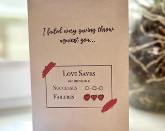 D&D Valentine’s Day Anniversary Card – Failed Every Saving Throw – Tabletop RPG Card – Blank Inside