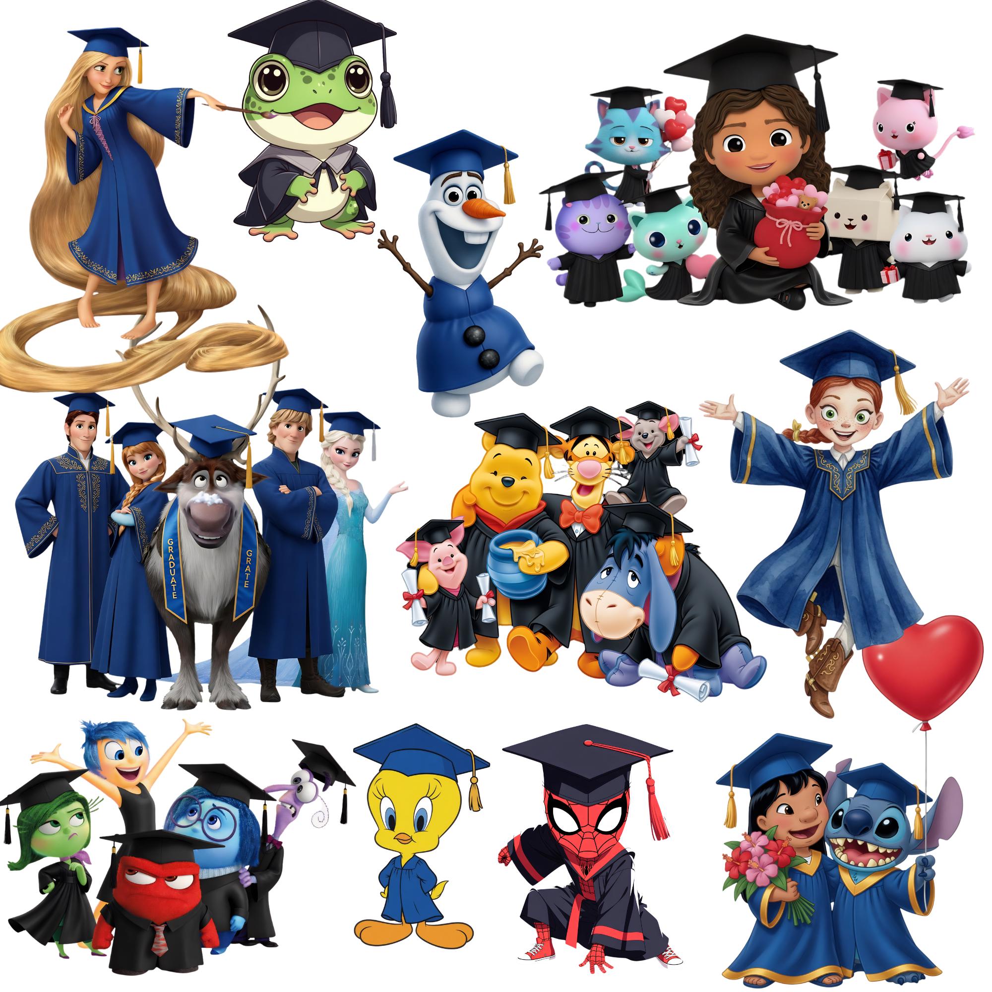 Cartoon First In Class Graduate 70 Graduate Cartoon Characters Pngs Bundle,cartoon Graduate Themed ...