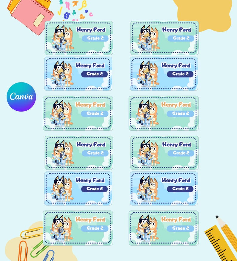 Lesson Label Cartoon Editable School Labels With Cartoon Characters,anime Printable Cards ...