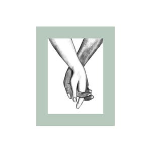 Intertwined Hands Pencil Drawing, Minimalist Love Art Print (Digital Download)