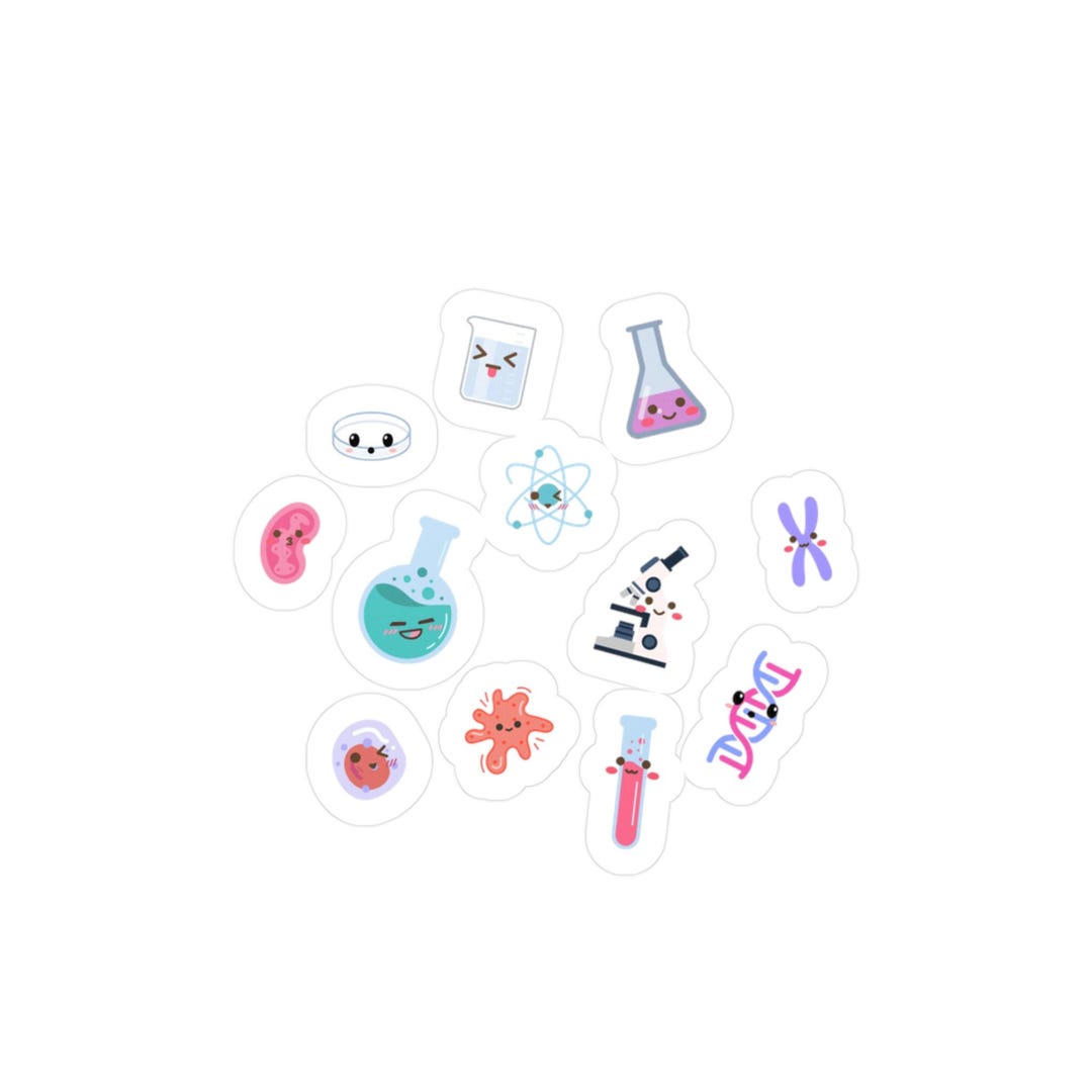 Cute Science Lab Stickers Kiss-cut Vinyl Decals | Microscope Beakers ...