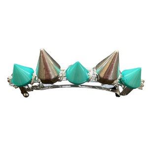 Green and Silver Spike French Barrette, for weddings, parties, special occasions image 5