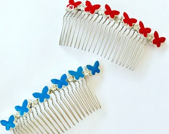 Enamel Butterfly Crystal Comb, for weddings, parties, evening, cocktail, special occasions