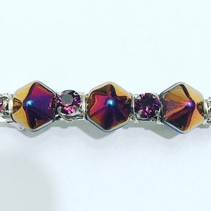 Roze regenboog zeshoek paarse Swarovski-kristal Franse haarspeld, voor bruiloften, feesten, avonden, speciale gelegenheden