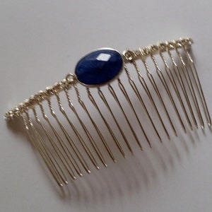 Indigo Blue Gemstone Silver Plated Swarovski Crystal Hair Comb, for weddings, parties, bridal, evening, cocktail, special occasions