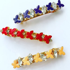 Swarovski Crystal Enamel Butterfly Barrette, for weddings, parties, evening, cocktail, special occasions