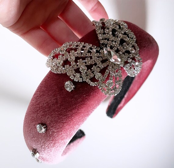 Butterfly rhinestone velvet headband  Amazon.com : Black Velvet Headband for Women Girls  main image 2