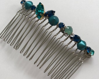 Turquoise Crystal Spike Comb, for Bridal, weddings, parties, evening, cocktail, special occasions