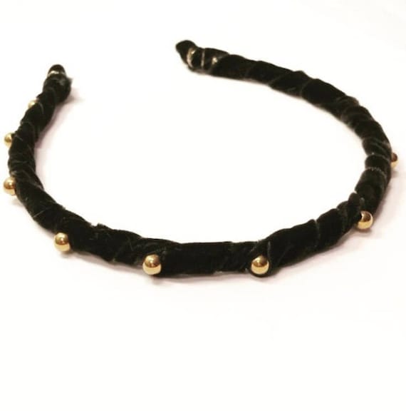 Black and Gold Studded Headband Studded Leather Headband main image 4