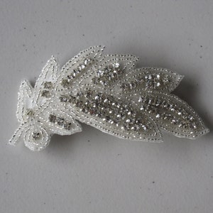 Hoja de cristal de cuentas francés Barrette, para bodas, novias, fiestas, ocasiones especiales