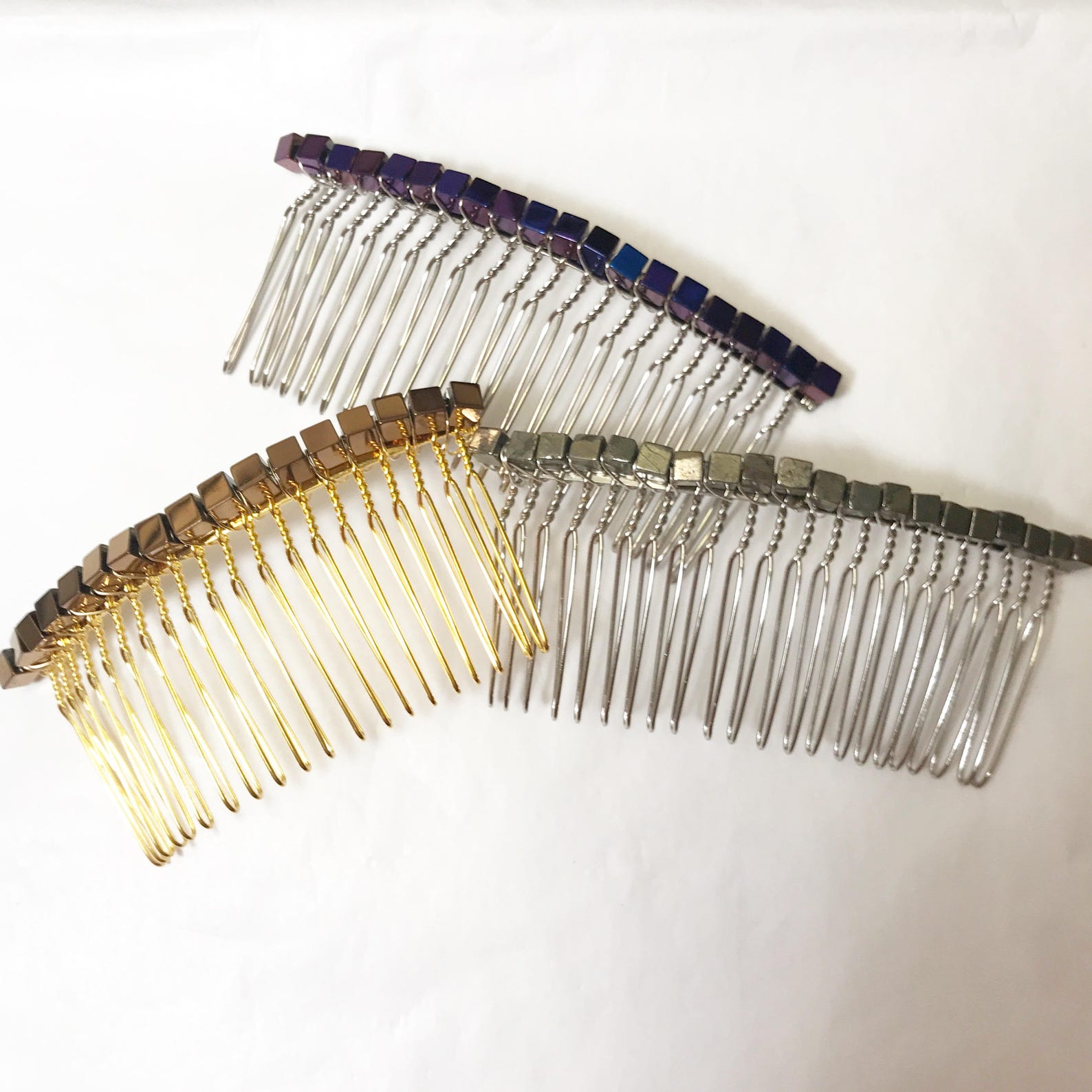 Metal Cube Hair Comb, for Weddings, Parties, Evening, Cocktail, Holiday ...