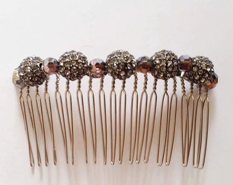 Amethyst Purple Swarovski Crystal Metal Beaded Hair Comb, for weddings, parties, evening, cocktail, special occasions