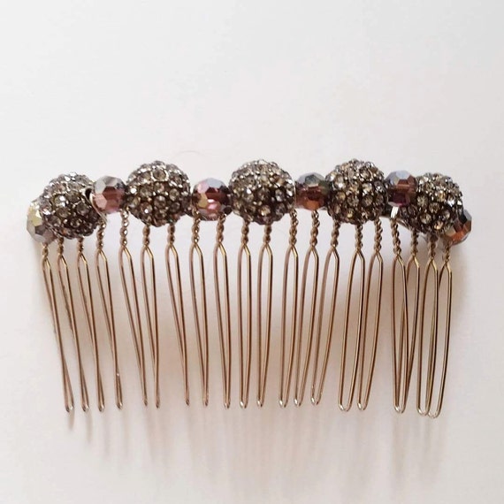 Amethyst Purple Swarovski Crystal Metal Beaded Hair Comb  display picture 3