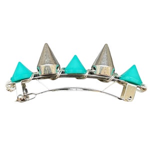 Green and Silver Spike French Barrette, for weddings, parties, special occasions image 8