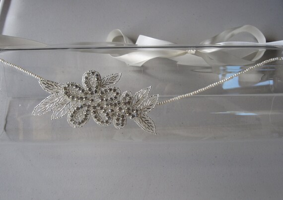 Crystal and beaded halo headband Gold Ball Chain Black Crystal Beaded Halo Headband, for  main image 3