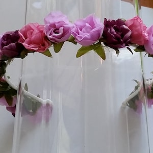 結婚式、花嫁介添人、パーティー、特別な行事のためのモーブピンク、ライラック、バイオレットの花冠