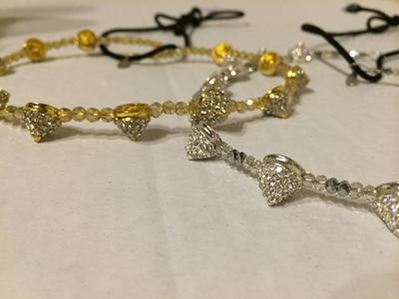 Silver Metal Crystal Spike Beaded Elastic Headband, for 
