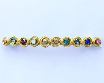 Swarovski Crystal Gold Plated Love Knot Barrette, for weddings, parties, evening, cocktail, special occasions