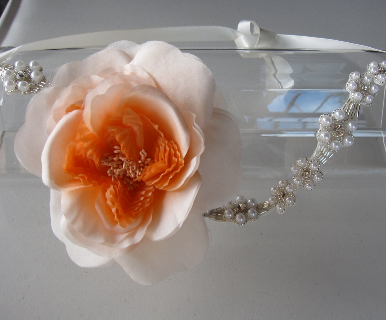 Coral pink/orange with gold tone hardware headband Amazon.com: Orange 2 Inch Wide Satin Hard Headband with No  main image 4