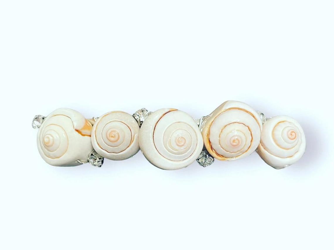 Shell Barrettes Crystal Spiral Shell Barrette, for Weddings, Parties, Special Occasions ...