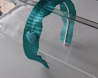 Teal Green Satin Ruffle Turquoise Heart Headband, for weddings, parties, special occasions