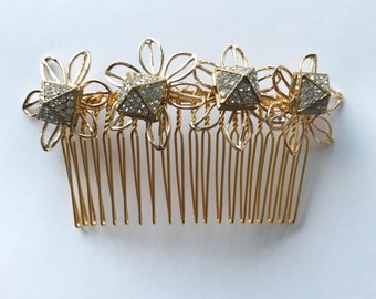 Crystal Pyramid Flower Comb, for weddings, parties, evening, cocktail, special occasions