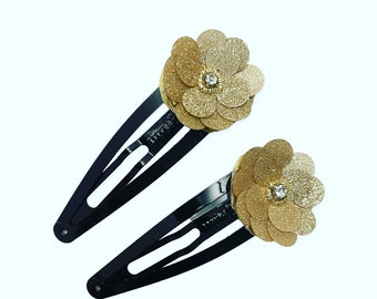 Sequin Flower Snap Clip Set, for weddings, parties, evening, special occasions