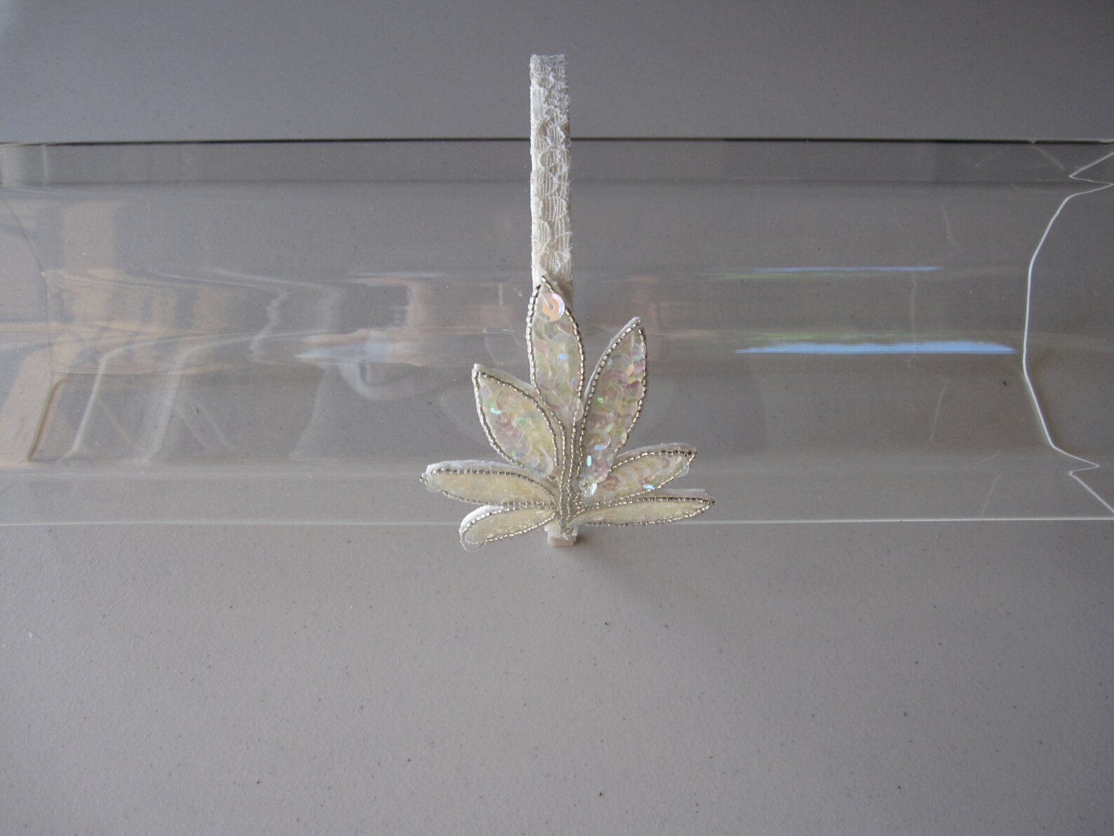 Ivory Sequin Leaves Applique Headband With Ivory Lace Trim Etsy