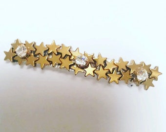 Gold Plated Star Swarovski Crystal French Barrette, for weddings, parties, evening, special occasions