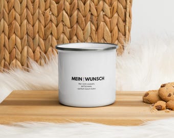 Tazza smaltata con un detto dialettale: robusta e leggera, adatta per uso esterno/ufficio. Idea regalo divertente per gli amanti del dialetto. | scomodo