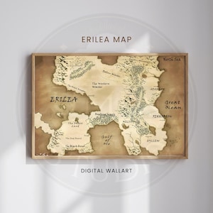 Erilea Map Print, Vintage Fantasy Kingdom, Book Lover Gift (Digital Download)