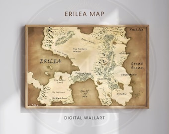 Erilea Map Print, Vintage Fantasy Kingdom, Book Lover Gift (Digital Download)