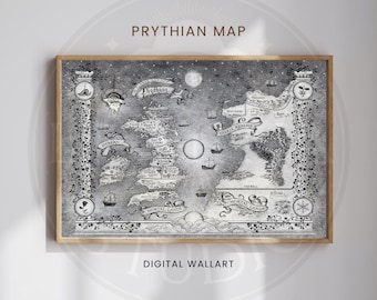 Prythian Map Art, Dark Academia Fantasy Wall Decor (Digital Download)
