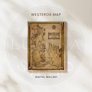 Westeros and Free Cities Map, Vintage Style Fantasy Realm (Digital Download)