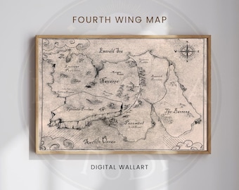 Fourth Wing Map Poster, Basgiath War College, Fantasy Rider Art (Digital Download)