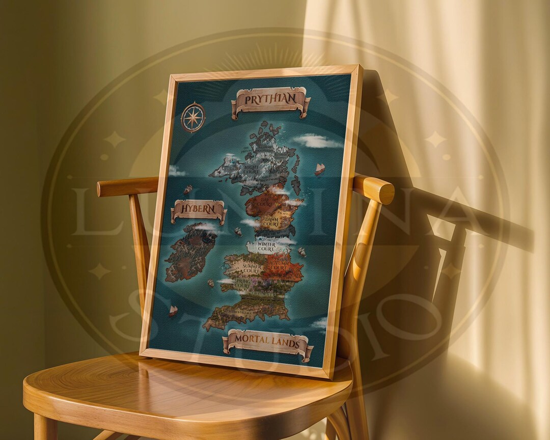 Prythian Map Art Print, ACOTAR Velaris, Night Court Decor (digital ...