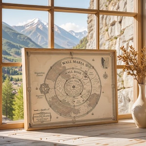 Attack on Titan Paradis Island Map, Vintage Anime Wall Decor (Digital Print)