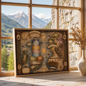 ACOTAR Prythian Map Poster, Wandbild für den Hof der Nacht, Geschenk für Fantasy-Buchliebhaber, Druckbare Dekoration