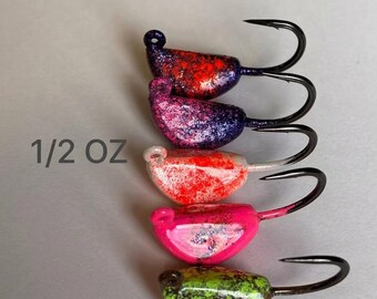 1/2 oz Sheepshead/Tog jigs, 5 pack assorted colors, Pile driver jigs