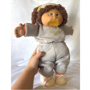 Vintage 1982 Cabbage Patch Kids Doll C Grey Jogging Suit Pacifier 80s Toy