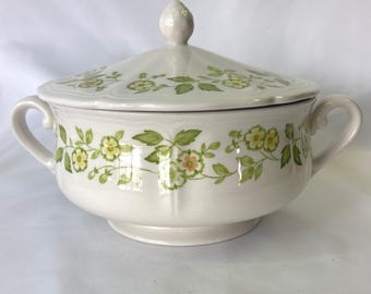 Petite Flora Ironstone Lidded Casserole Dish Japan Floral Yellow Green 4009