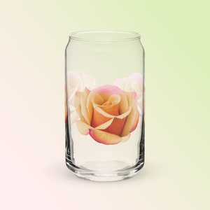 Rose glass, 1970s, floral, cottage, vintage, 70s, cottage, flower, yellow rose